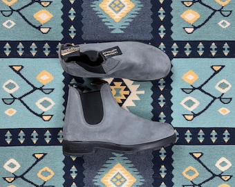 Botki Blundstone Chelsea, rozmiar 8,5, szare, zamszowe, Australia, Tasmania, wciągane, buty robocze unisex, bez wkładek