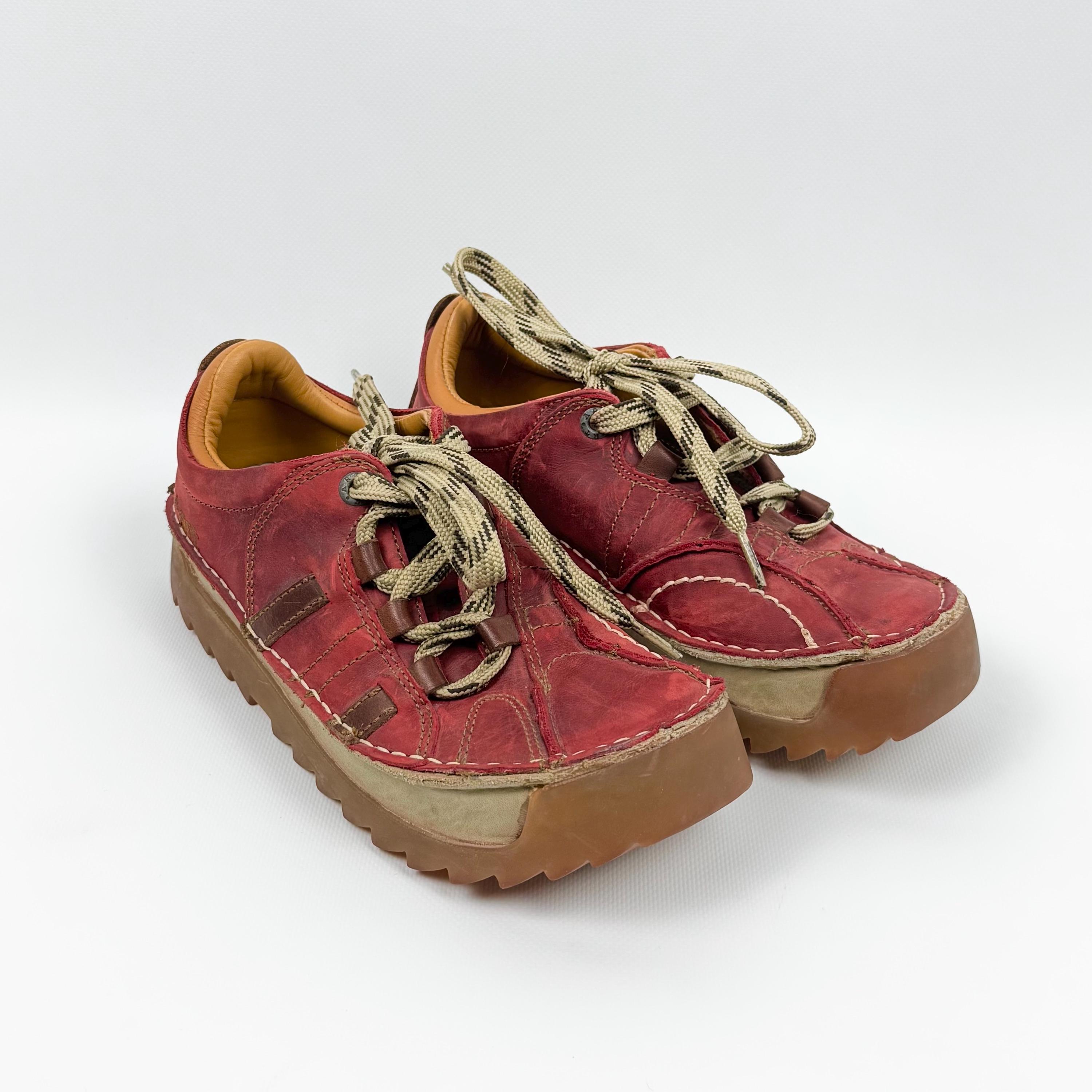 Vintage Art Company 602 Red Leather Chunky Lug Sole Sneakers 