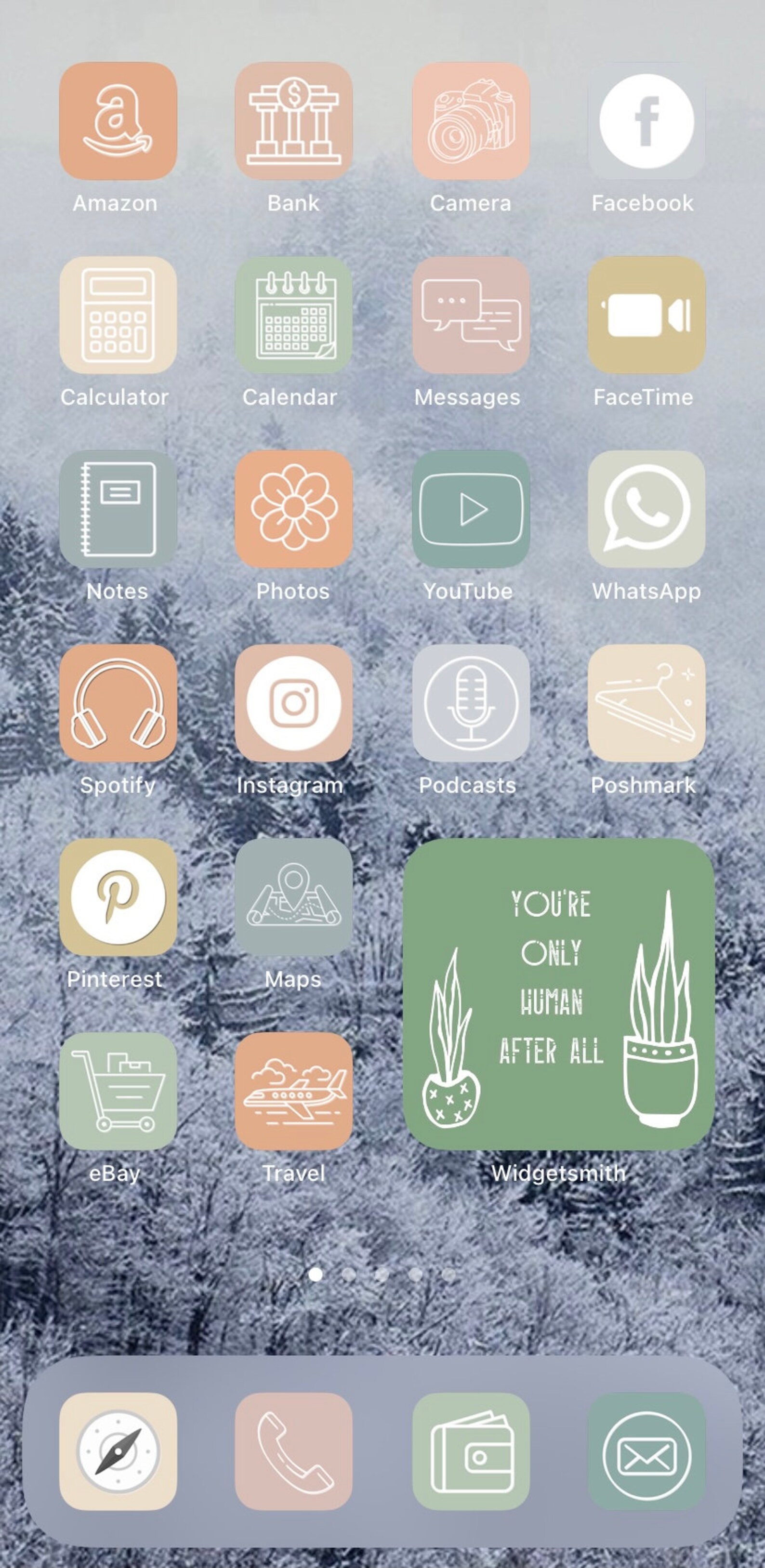 Boho Muted Dusty Pastels Aesthetic 48 Pack 1 Widget Photo Etsy