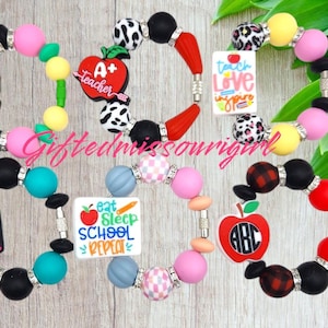 LAST CHANCE Teacher Themed Cup Charm // Beaded Cup Handle Charm // Cup Accessory // Ready to Ship L102 11/24