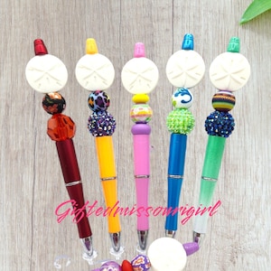 CLOSE OUT Sand Dollar Ink Pen // Beaded Ink Pen // Ready to Ship 10/25