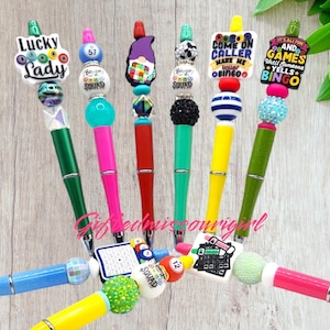 LAST CHANCE Bingo Themed Ink Pen // Listing #4 // Bingo Ball / Card // Bingo Squad // Beaded Pen  // Ready to Ship // L594 *10/24