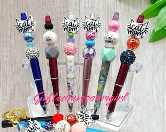Flower Beaded Pen, Spring Planter, Silicone Beaded Pen, Watering Can,  Silicone Beads, Focal Beads, Flower Pen, Spring Pen, Flower Pot Bead 