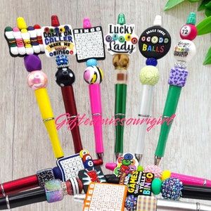 LAST CHANCE Bingo Themed Ink Pen // Listing #2 // Bingo Ball // Bingo Card // Beaded Pen //  // Ready to Ship L692 *9/24