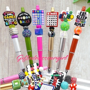 LAST CHANCE Bingo Themed Ink Pen // Listing #3 // Bingo Ball / Card // Bingo Squad // Beaded Pen //  // Ready to Ship L694 *9/24