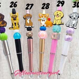 Dog Ink Pen // Puppy // Pug // Yorkie // Corgi // Hound // Golden // Shepard // Beaded Pen // Ready to Ship 10/25 image 6