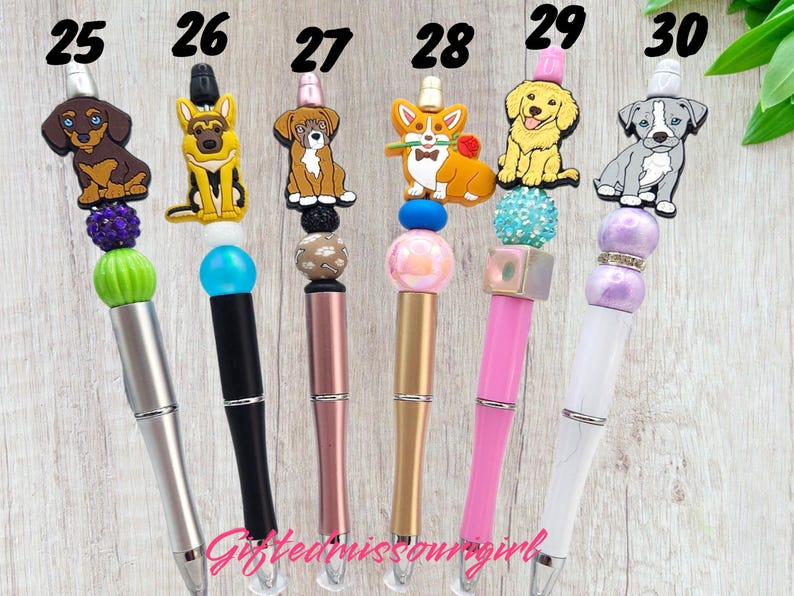 Dog Ink Pen // Puppy // Pug // Yorkie // Corgi // Hound // Golden // Shepard // Beaded Pen // Ready to Ship 10/25 image 6