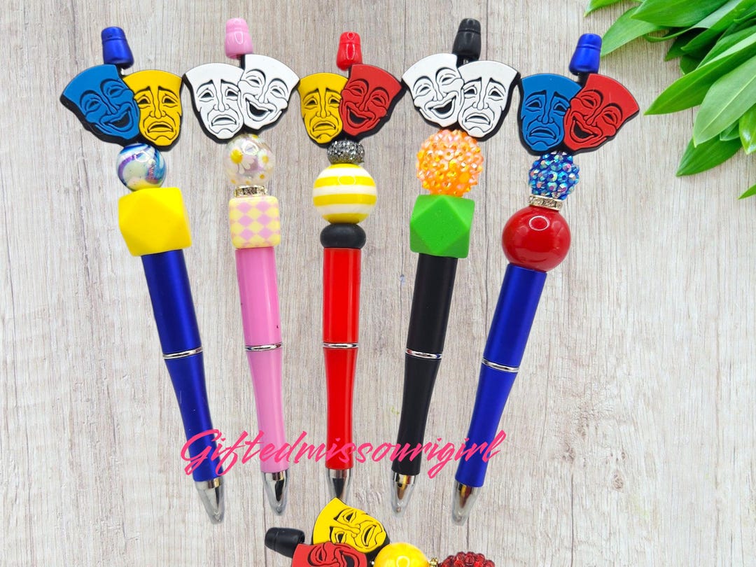 Dramatic Ink Pen Drama Ink Pen // Mask // Theater // Acting // Beaded Ink Pen // Many ...