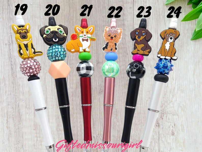 Dog Ink Pen // Puppy // Pug // Yorkie // Corgi // Hound // Golden // Shepard // Beaded Pen // Ready to Ship 10/25 image 5