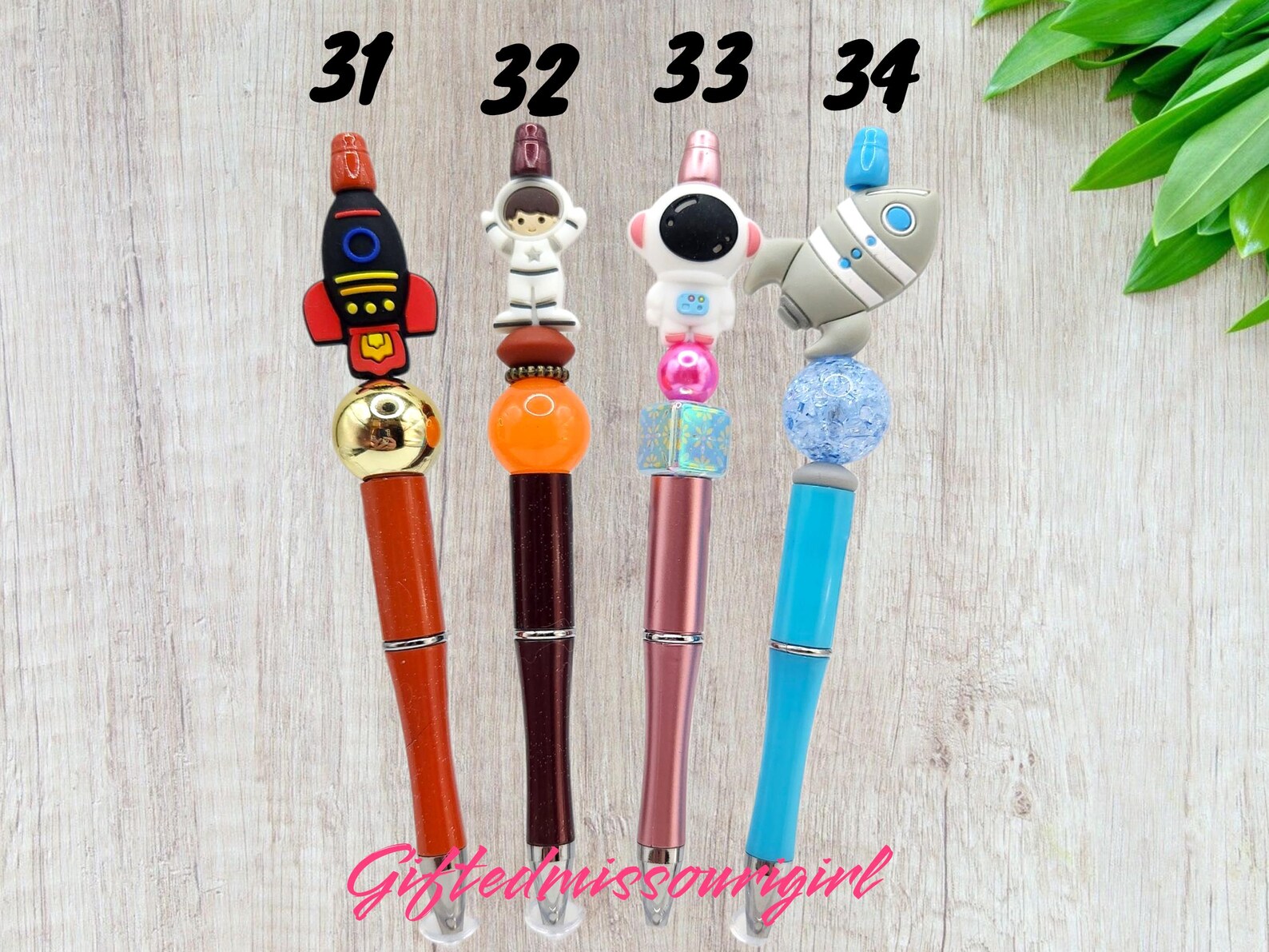 Planets Pen Space Themed Ink Pen // Planet // Rocket // Astronaut // Beaded Pen ...