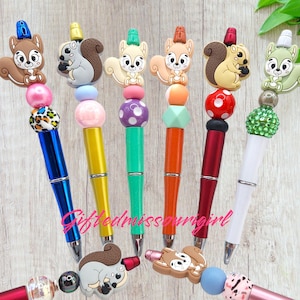 Squirrel Pen // Gray Squirrel // Brown Squirrel // White Squirrel //Beaded Pen // Many Options // Ready to Ship 10/25
