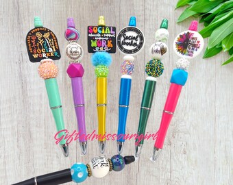Social Worker Ink Pen // Listing #3 // Beaded Pen // Many Options //  Ready to Ship  10/25
