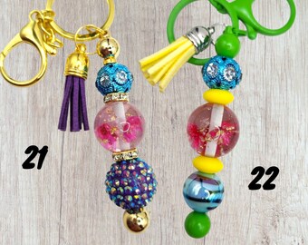 LAST CHANCE Dried Flower Beaded Key Chain // Many Color