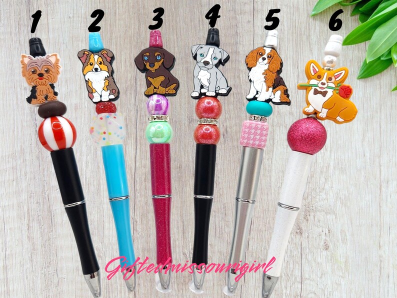 Dog Ink Pen // Puppy // Pug // Yorkie // Corgi // Hound // Golden // Shepard // Beaded Pen // Ready to Ship 10/25 image 2
