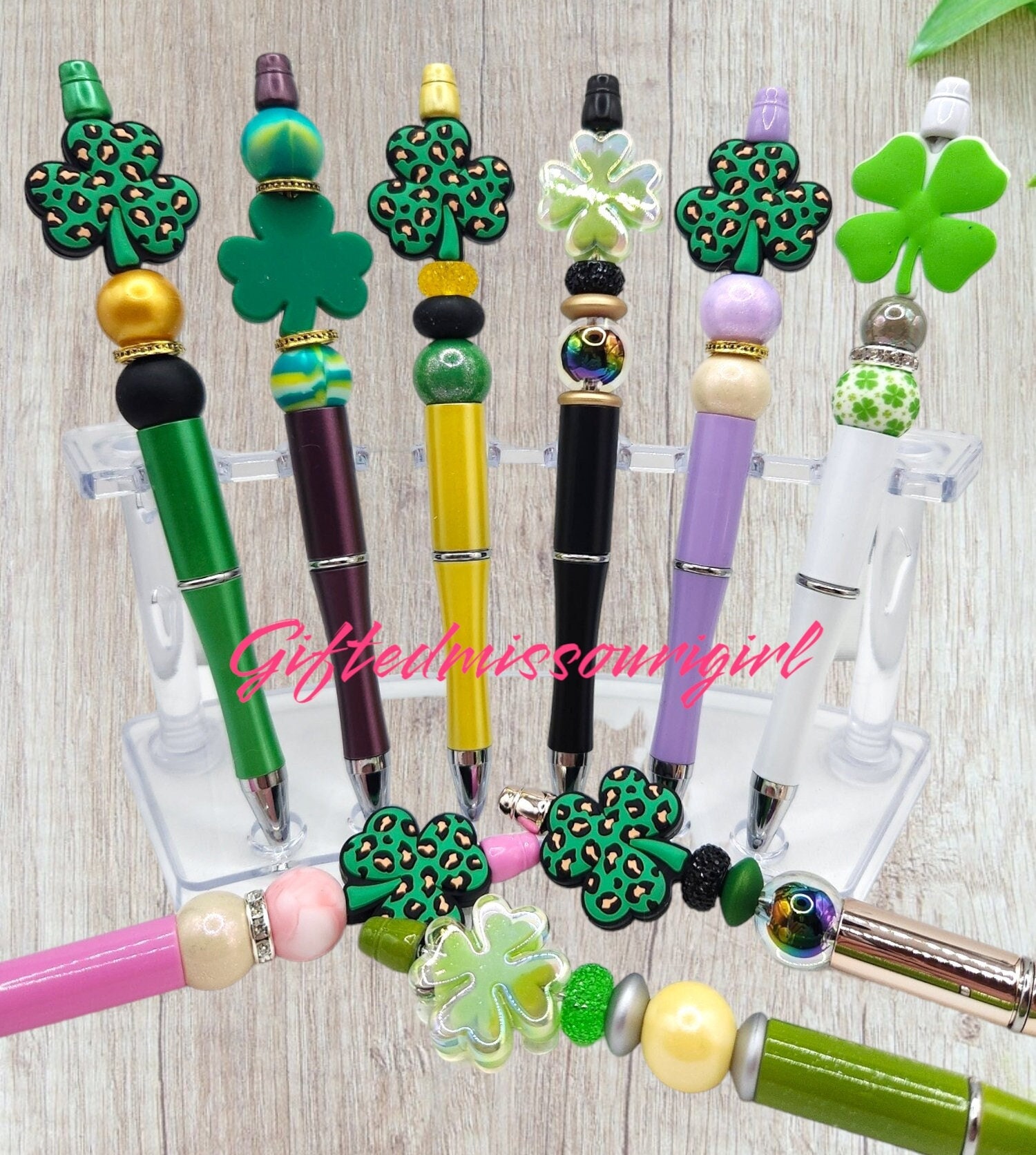 Irland Stift Mit Grünem Kleeblatt-Anhänger – Schwarzer Gel-Pen, 16 Cm