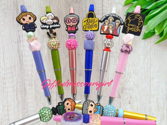 Stay Golden Ink Pen // Thanks For Being a Friend // Friend Gift // Beaded Pen 9/25