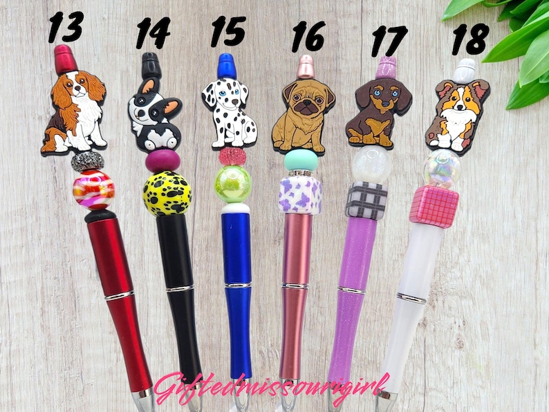Dog Ink Pen // Puppy // Pug // Yorkie // Corgi // Hound // Golden // Shepard // Beaded Pen // Ready to Ship 10/25 image 4