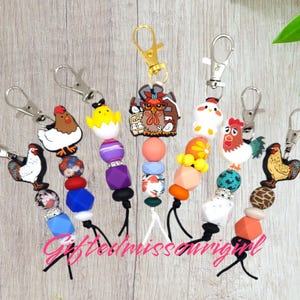 LAST CHANCE Chicken Beaded Keychain // Many Options // Ready to Ship 11/24