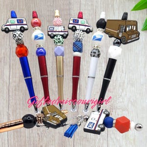 LAST CHANCE  Delivery Truck Beaded Pen // Postal // Brown Truck // Mail // Package // Box  //  Ready to Ship L536 10/24