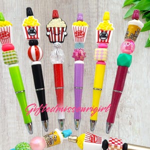 Popcorn Beaded Pen // Snack // Movie // Many Options  // Ready to Ship 10/25