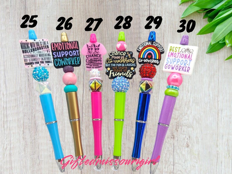 Co-Worker Pen // Emotional Support Co-worker // Friend // Beaded Ink Pen // Ready to Ship 11/25 Bild 7