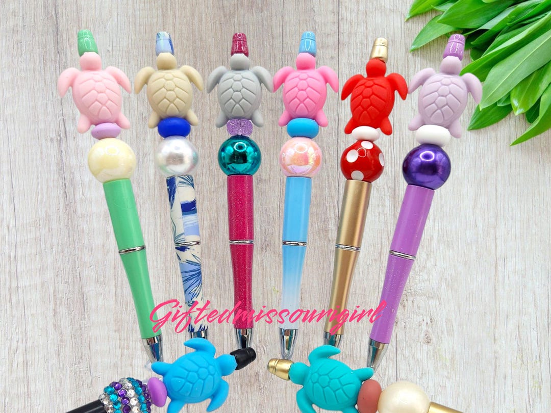 Turtle Rhinestone Pen Sea Turtle Ink Pen // Sea Turtle // Beaded Pen // Many Options // Ready ...