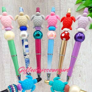 Sea Turtle Ink Pen // Sea Turtle // Beaded Pen // Many Options //  Ready to Ship 10/25