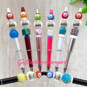 LAST CHANCE Bingo Squad Ink Pen // Bingo Ball // Bingo Card // Bingo Squad // Beaded Pen // Ready to Ship // L594 **10/24
