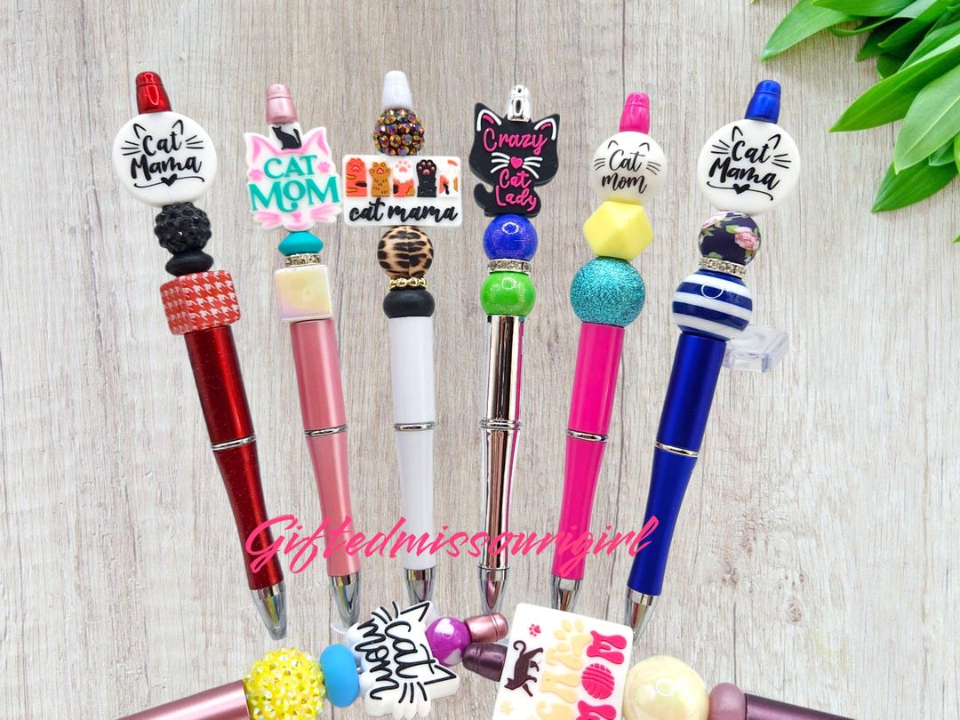 Cat Mom Ink Pen // Beaded // Many Options // Ready to Ship 10/25 - Etsy