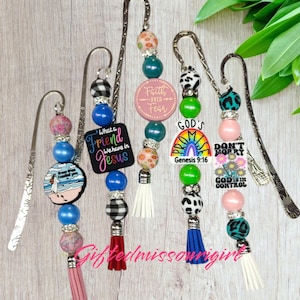 LAST CHANCE Faith & Positive Bookmark // God // Faith // Bible // Cross // Inspirational // Metal // Beaded // Ready to Ship // L231 *10/24