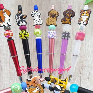Dog Ink Pen // Puppy // Pug // Yorkie // Corgi // Hound // Golden // Shepard // Beaded Pen // Ready to Ship 10/25 image 1