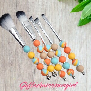 LAST CHANCE Sunset Makeup Brush Set // 5 Piece // Beaded Makeup Brushes //Makeup Brush Gift Set // Ready to Ship L172