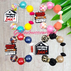 LAST CHANCE Real Estate Themed Cup Charm // Beaded Cup Handle Charm // Cup Accessory // Bag Charm //  Ready to Ship L518 11/24