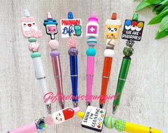 Pharmacy Ink Pen // Listing #2 // Pharmacy Tech // Pill Counter // Bottle /  Beaded Pen / Pen Gift Set / Keychain/ Ready to Ship 11/25