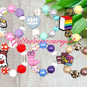 LAST CHANCE Book & Reading Themed Cup Charm // Beaded Cup Handle Charm // Cup Accessory // Ready to Ship // L241 *11/24