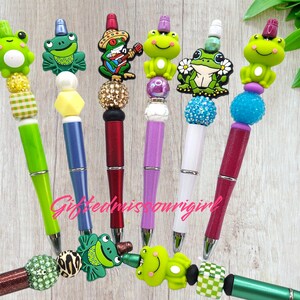 Frog Ink Pen // Beaded Pen // Many Options //  Ready to Ship 10/25