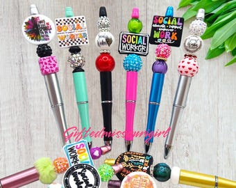Social Worker Pen // Listing #2 // Beaded Pen // Many Options //   Ready to Ship 10/25
