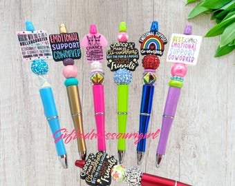 Co-Worker Pen // Emotional Support Co-worker // Friend // Beaded Ink Pen // Ready to Ship 11/25