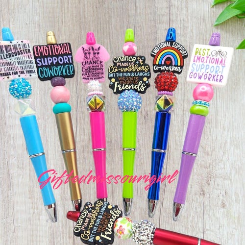 Co-Worker Pen // Emotional Support Co-worker // Friend // Beaded Ink Pen // Ready to Ship 11/25
