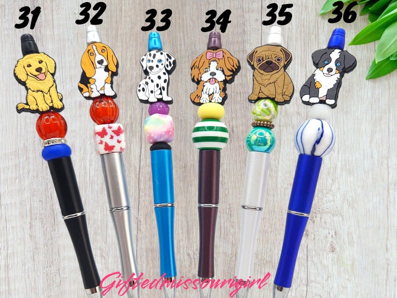Dog Ink Pen // Puppy // Pug // Yorkie // Corgi // Hound // Golden // Shepard // Beaded Pen // Ready to Ship 10/25 image 7