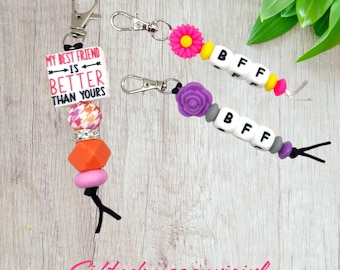 BFF Beaded Keychain // Best Friend // Many Options // Ready to Ship 11/24