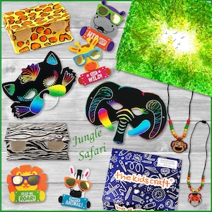 Kids DIY Craft Kits, Jungle Safari DIY Crafts Box, Crafts Box for Kids, Arts & Crafts Activity, Busy Kid Gift, The Kids Craft