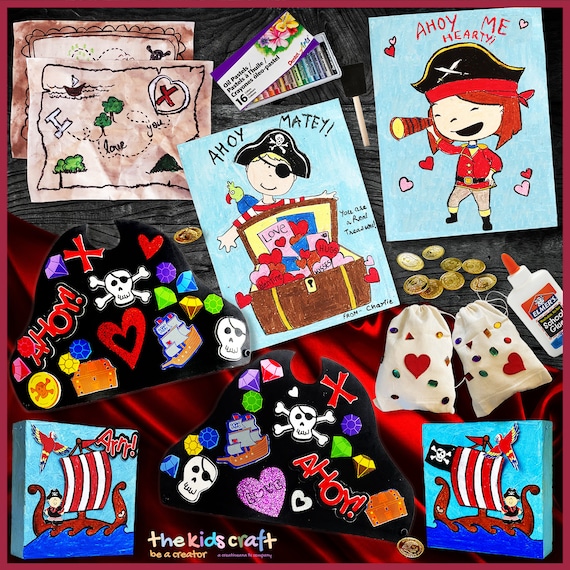 Ahoy Pirates Valentine's DIY Kids Crafts Box, the Kids Craft DIY Craft  Kits, DIY Craft Box, Kids Activity, Kids Gift Girls Boys, Gift 