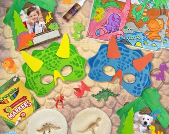 Dinosaur DIY Craft Box, Kids Activity Kit, Dino Mask, Fossil Craft