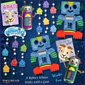 Winter Kids Crafts Box, The Kids Craft DIY Crafts, Crafts Box for Kids, Arts & Crafts Activity, Gift for Kids, A Robot&#39;s Winter with a GOAT