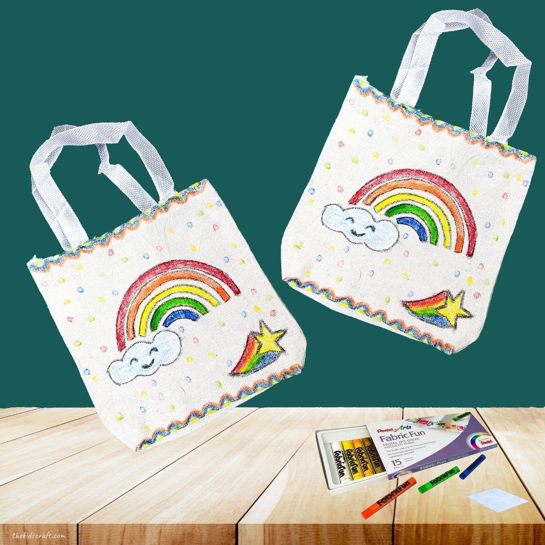Reusable Tote Bag DIY Arts Crafts the Kids Craft Kids DIY Crafts Kids Rainbow Gift DIY Craft Activity Etsy