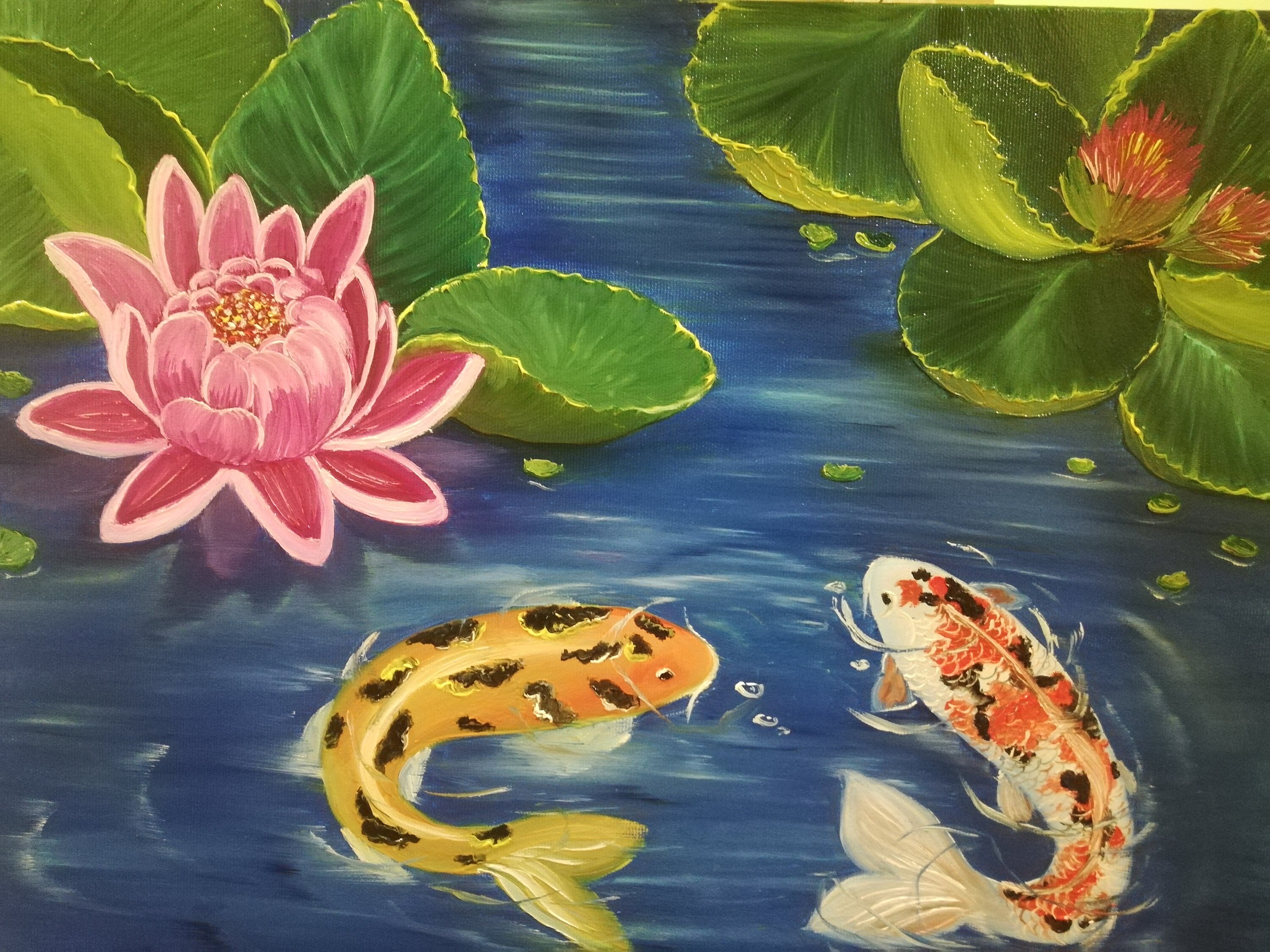 Japanese Koi fish for luck original oil painting | Etsy