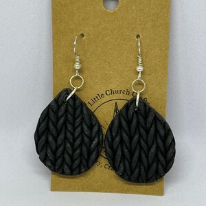 Black Braided Clay Dangle Earrings