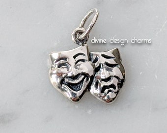 Sterling Silver 3D Comedy And Tragedy Theater Actor Mask Charm