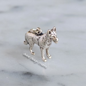 Sterling Silver German Shepherd Charm, Dog Charm